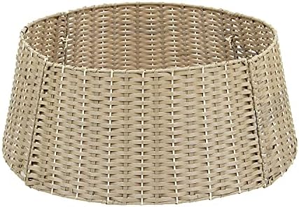 Taylor & Brown Large 60cm Wicker Christmas Tree Skirt Festive Xmas Stand Cover Traditional Decoration Rattan Basket Cover Tidy Decor (Beige)