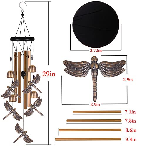 Bronze Dragonfly Wind Chimes, Gifts For Mom, Home, Garden, Balconies, Rooms, Patio, Indoor, Outdoor Dragonfly Decoration, Aluminum Dragonfly Chimes, Dragonfly Wind Catcher, Dragonfly Wind Bells Decor #TOP3