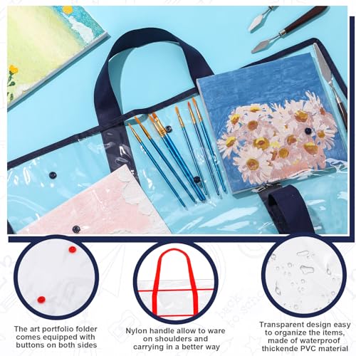 Image of Huhumy 6 Pack Large Poster Storage Bag 29 x 31 Inch Art Portfolio Bag Bulletin Board Holder PVC Portfolio Case Transparent Art Organizer Folder Chart Container for Teacher Paper(Multicolor)