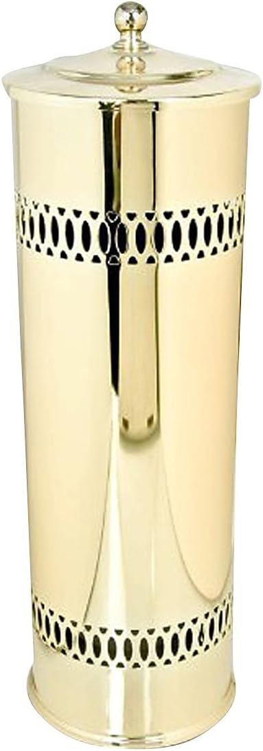 Taymor Polished Brass Three Roll Toilet Tissue Cylinder with Lid