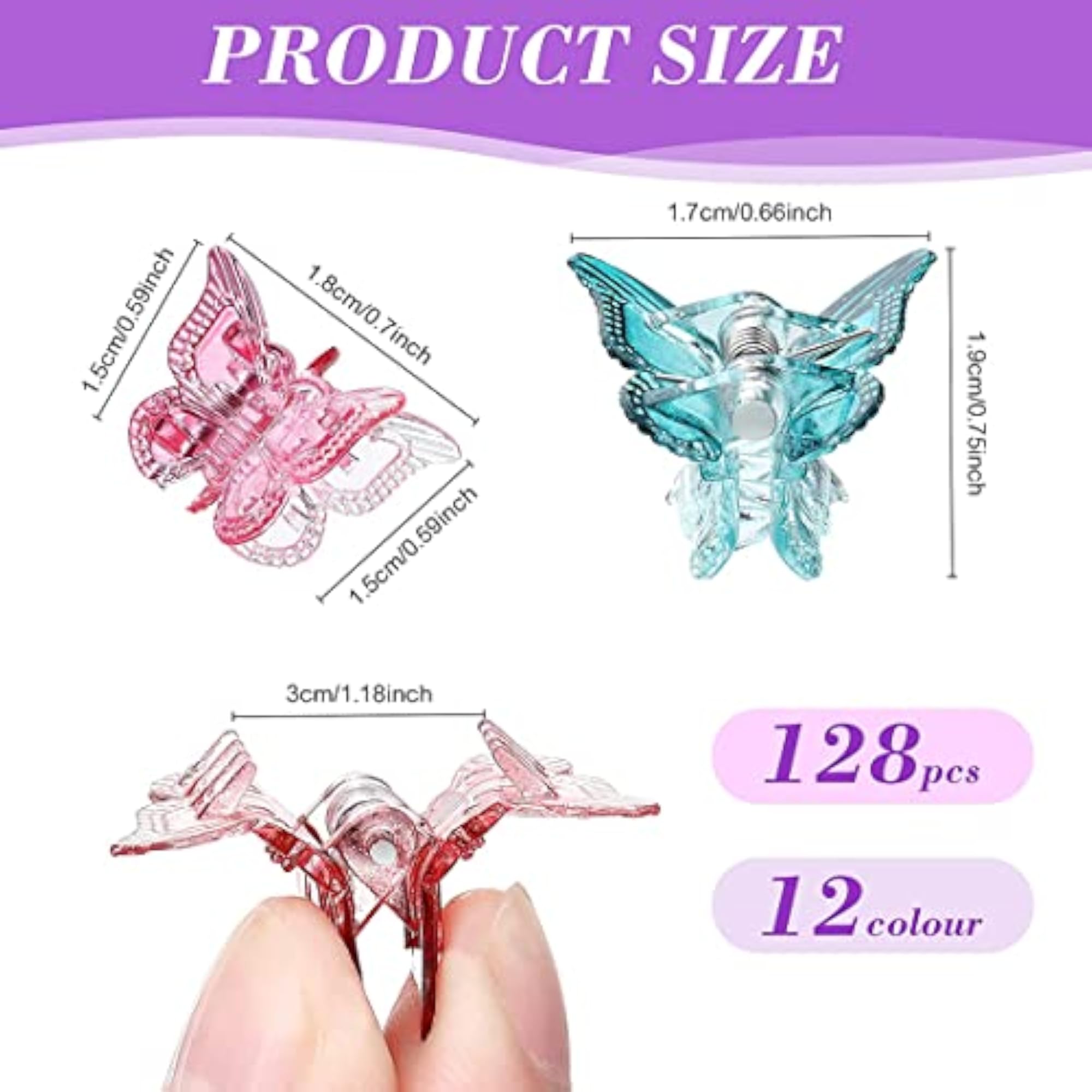 Butterfly Claw Hair Clip Set for Women, 24 Pcs