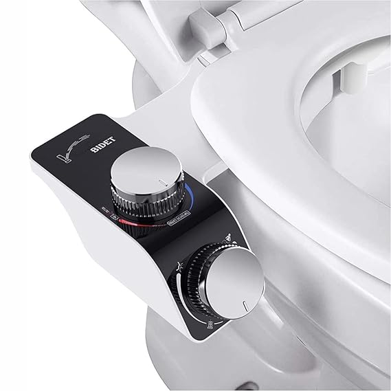 KKPOT Bidet Attachment for Toilet -Self Cleaning Dual Nozzle, Non-Electric Bidet, Cold & Warm Fresh Water Bidet Sprayer With Temperature & Pressure Controls