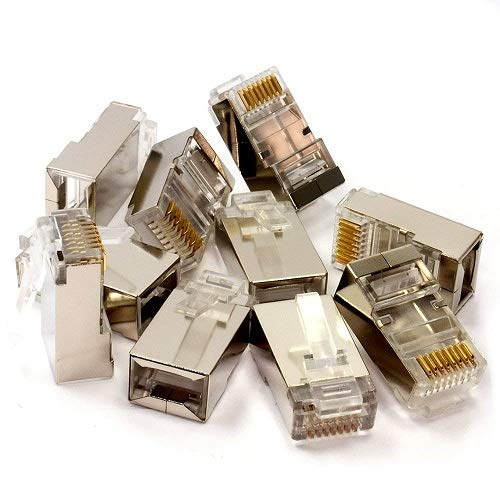 Mak World 8P8C RJ45 Metal Shielded Male Plug Crimp Connector for Cat6 Network Ethernet Cable - (Gold, Clear Pack of 100 Pcs) (B088PLQ745) Amazon Price History, Amazon Price Tracker