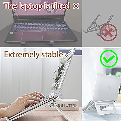 Laptop Stand for Desk Stable Foldable Adjustable Multi-Angle Computer Desktop Holder Ventilated Lapdesks Riser for Mackbook, Lenovo, Dell, iPad, HP - Within 17' (Black)