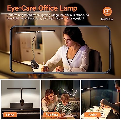 One Fire Desk Lamp48 LED 900LM Double Head LED Desk Light, 30 Lighting Modes Touch LED Desk Lamp Clip On Light, 360° Adjustable Desk Light, Rechargeable LED Desk Lamps for Home Office,Study,Piano