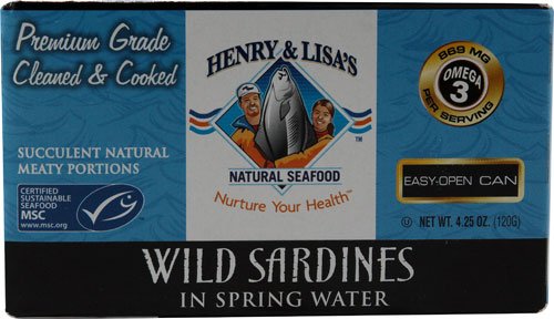 Henry & Lisa's Natural Seafood Wild Sardinas en agua de manantial - 4.25 oz - 2 unidades