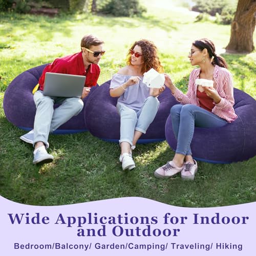 Image of Realspring Inflatable Bean Bag Chairs Outdoor Blow up Camping Chairs Inflatable Lazy Sofa Folding Portable Bean Bag Loungers Couch for Movie Night(Blue,4 Pcs)