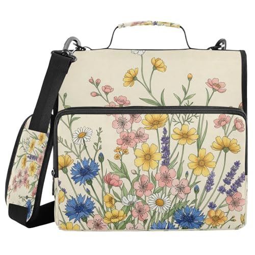 Carpeta de 3 anillos con cremallera floral de 1.5 pulgadas y capacidad para 500 hojas 1