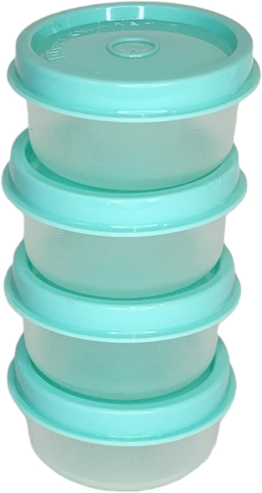 Set of 4 Smidgets Tiny 1 oz Containers Sheer with Aqua Lids