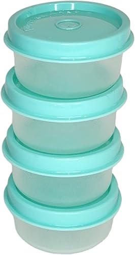 Tupperware Juego de 4 recipientes pequeños Smidgets de 1 oz transparentes con tapas Aqua