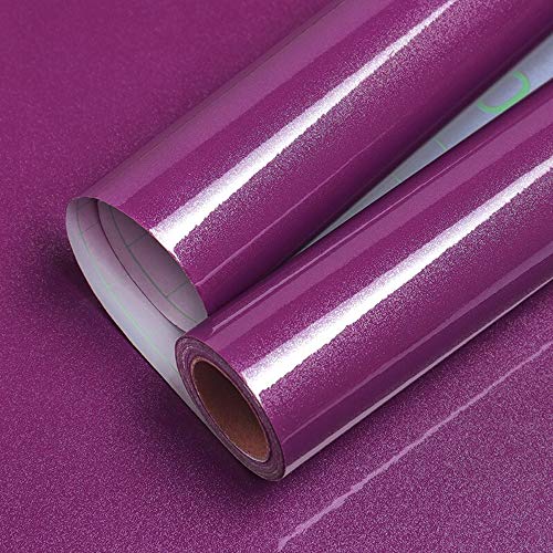 Hode Papier Adhesif pour Meuble Violet Glitter 30 cm X 300 cm Autocollant Rouleau Adhesif Décoratif Meubles Imperméable Papier Peint pour Cuisine Counter Comptoir Armoires