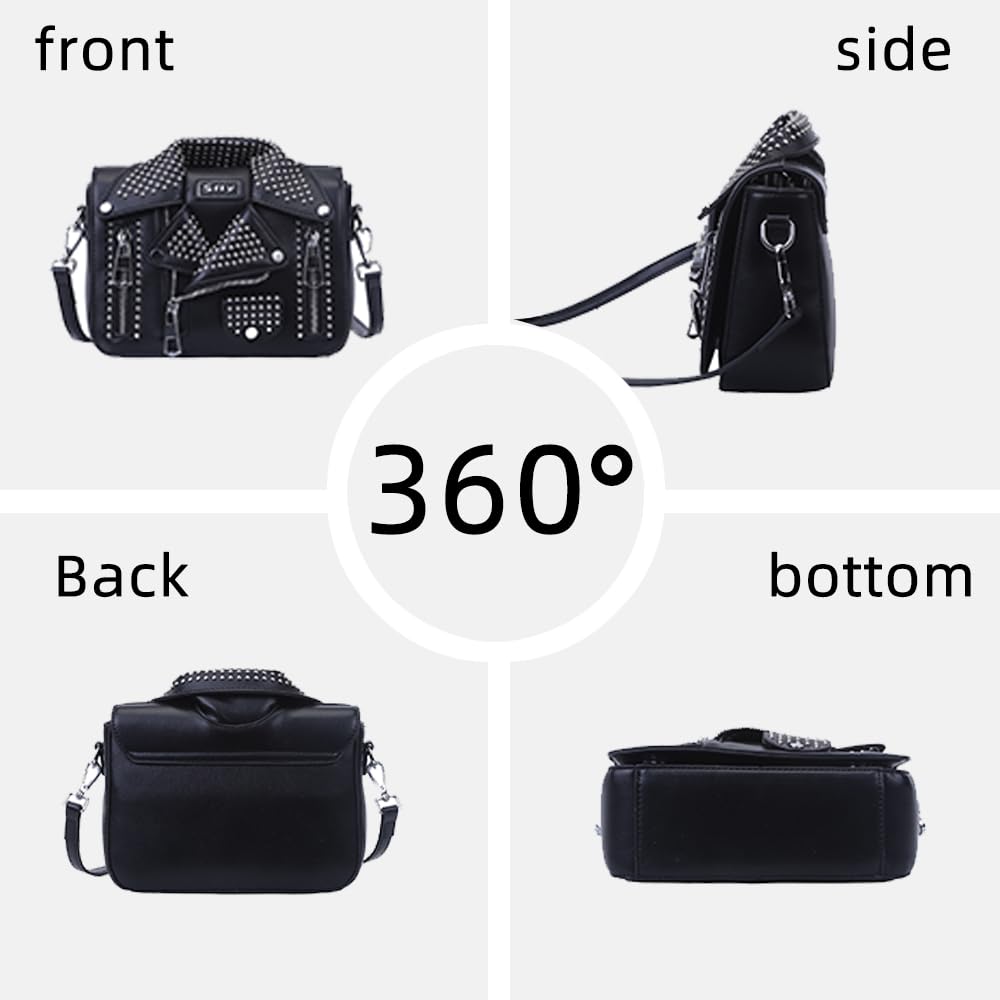 Sfly Unique Cute Crossbody Bags for Women Leather Jacket Design Fashion Rivet Casual Shoulder Bag Clutch Purse