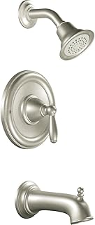 Brantford Brushed Nickel Posi-Temp Pressure Balancing Eco-Performance High-Pressure Tub and Shower Trim Kit with Shower Head, Arm, Lever Handle, Flange, and Tub Spout (Valve Required), T2153EPBN