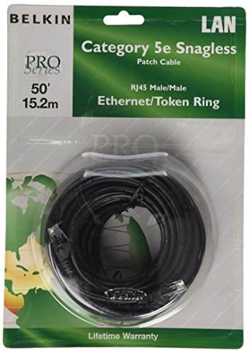 Belkin 50-Foot RJ45 CAT5E Patch Cable, Snagless Molded (Black)