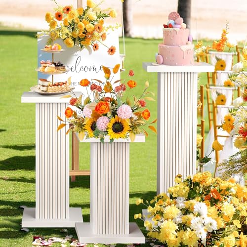 Mxtxmy White Wood Pedestal Stands