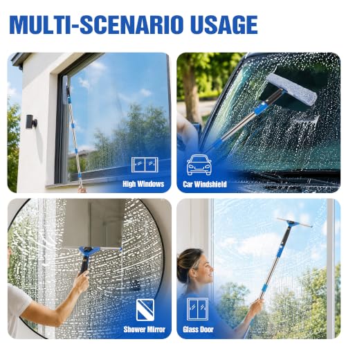 Window Cleaning Kit with Bucket, Squeegee, Scrubber & 80in Handle, Blue by MXZONE - Used condition - Image 6