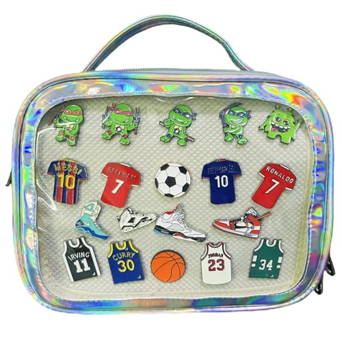 Messenger Shoulder Bags for Anime Display. Clear handbags Pin Display Bag. (F-silver)