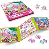 Lumikidz Magnetic Unicorn Mermaid Princess Puzzle for Girls Ages 3-6, 20 Piece Travel Magnetic Puzzle for Toddlers, Car Airplane Road Trip Activity Toy