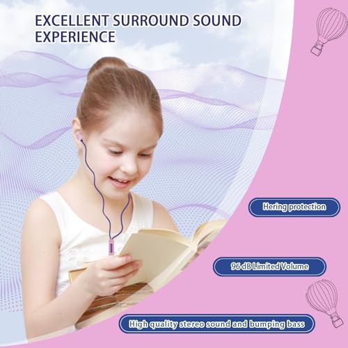 DTMNEP ドーナツ キッズ イヤホン キッズサイズ 有線イヤホン & インイヤーヘッドホン マイク付き かわいいイヤホン収納ケース 女子高生 男の子へのギフト (パープル)