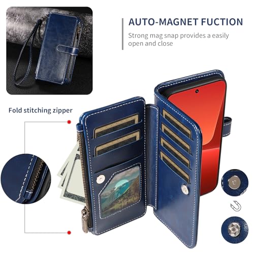 Coque en cuir PU premium bleu pour Xiaomi 13 5G étui à clapet