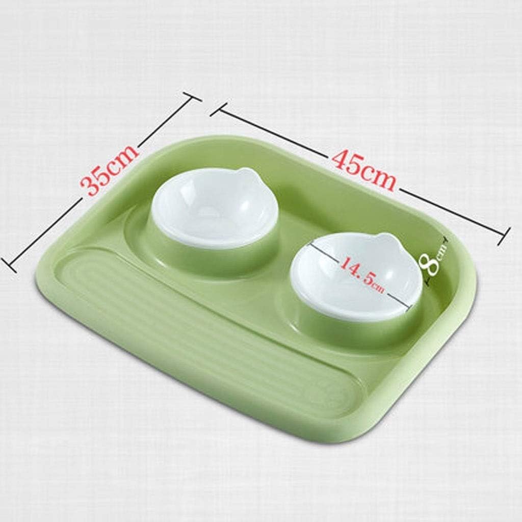 Cat Mess Proof Elevated Bowls, No Tip Non Slip, Stainless Steel Cat Food and Water Dish Stand V-45 (Blue)