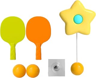 Aosekaa Children's Indoor Hanging Table Tennis Hand Eye Coordination Home Parent Child Toy with Balls Self Training Hanging Pingpong Trainer, Yellow