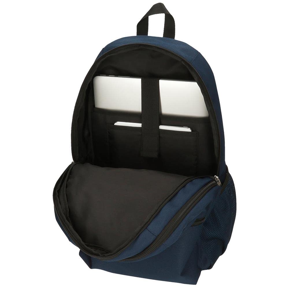 Reebok Boston, mochila escolar, mochila negro y azul fabricada en poliéster, Tirantes anchos, ergonómicos y acolchados, varios compartimentos, de Joumma Bags