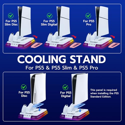 Support pour PS5 Slim et Pro avec station de refroidissement RGB blanc - 2