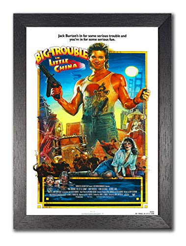 Poster classico vintage con scritta "Big Trouble in Little China", formato A4, senza cornice, stile classico, vintage, con arti marziali americane, film star del cinema, immagine famosa per la camera