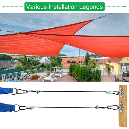 Shade Sails Installation Kits,Sun Shade Sail Hardware Kit With 4Pcs 10Ft Length Extension Nylon Wire Rope,Shades Awning Kit For Triangle Rectangle Shade Canopy,304 Stainless Steel, Patio Outdoor #TOP3