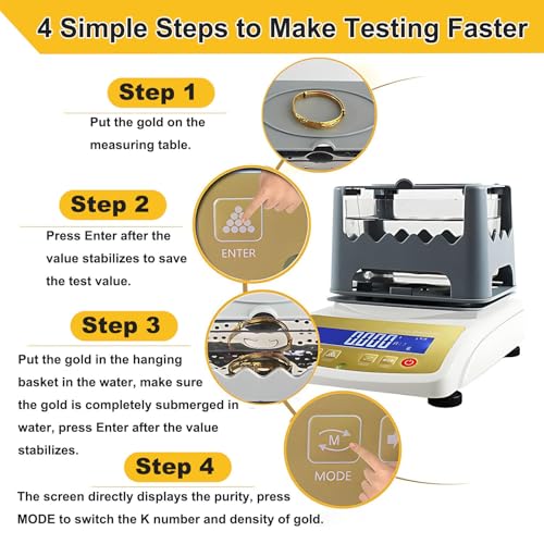 Densimètre numérique électronique d'or, testeur d'authenticité des métaux précieux, poids maximum 1200g