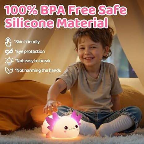 Mewaii White Noise Sound Machine Baby Night Light with Alarm Clock for Kids,50% Faster Sleep and Huggwaii Squishy Axolotl Night Light for Kids, Dimmable Silicone Kids Night Light with 4 White Noise