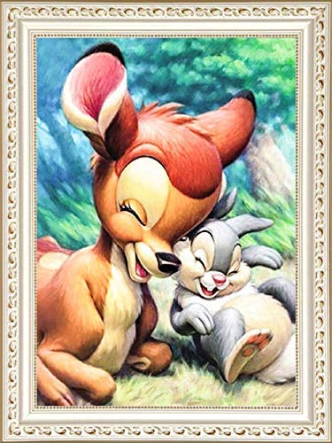 Diamond Painting 5D,Good Friends Fawn And Rabbit Diamond Paintings Rhinestone Embroidery Cross Stitch Kits Supply Arts Craft Canvas Wall Decor Stickers Home Decor 12X16 Inches #TOP1