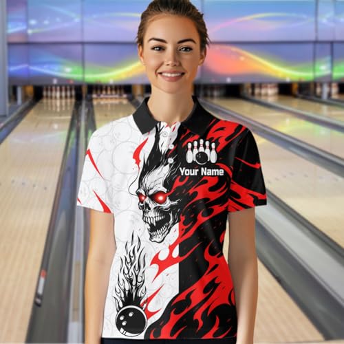 Custom Skull Bowling Shirts for Men Women Team Bowling Jerseys Bowling Polo Shirts and Bowling Quarter Zip3