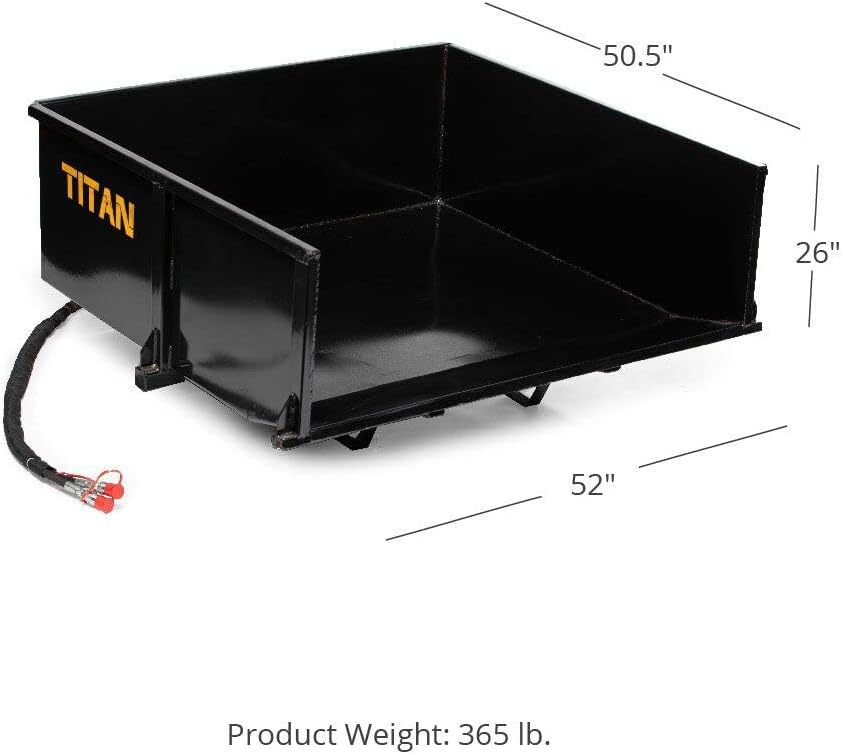 Titan Attachments 30 Cu. FT Quick Hitch Compatible Hydraulic Dump Box, Category 1, 3-Point, Landscaping Attachment : Patio, Lawn & Garden