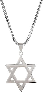 Stainless Steel Star of David Necklace for Men - Symbolic Judaic Pendant Necklace, Jewish Star Pendant Necklace, Dainty Religious Necklace, Thoughtful Gift for Men and Women