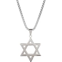 POYAMUSE Stainless Steel Star of David Necklace for Men - Symbolic Judaic Pendant Necklace, Jewish Star Pendant Necklace, Dainty Religious Necklace, Thoughtful Gift for Men and Women