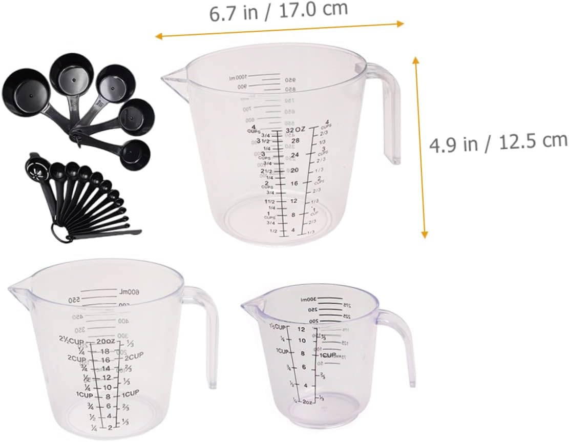 20Pcs Measuring Cups and Spoons Set Liquid Measuring Tools with Easy to Read Scales for Accurate Baking and Cooking Measurements for Kitchen Use