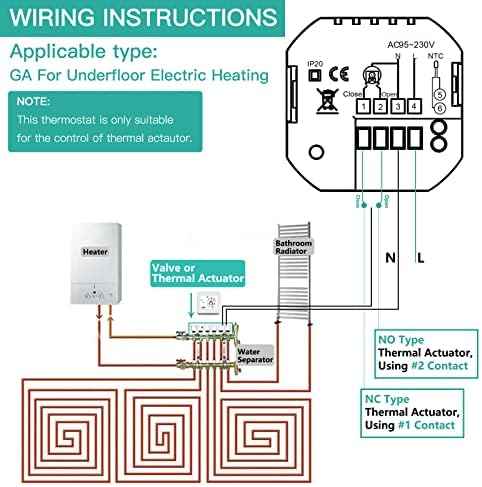 MoesGo WiFi Smart Programmable Thermostat Temperature Controller for Water Floor Heating, Compatible with Smart Life/Tuya App, Alexa and Google Home, 2.4GHz WiFi Only, Voice/Remote Control