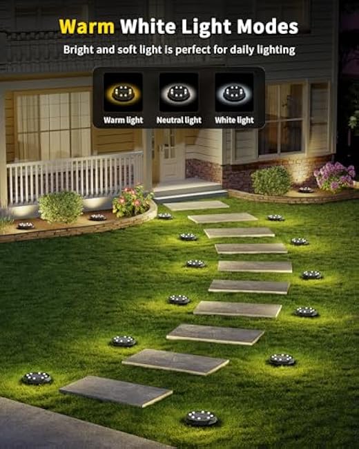 Solar Ground Lights with Remote Control 50ft,IP67 Waterproof Solar Garden 15 Multi Color Lights,RGBYW Solar Powered Outdoor Landscape Lighting for Pathway,Yard,Deck,Lawn,Patio,Walkway,Poolside,10 Pack