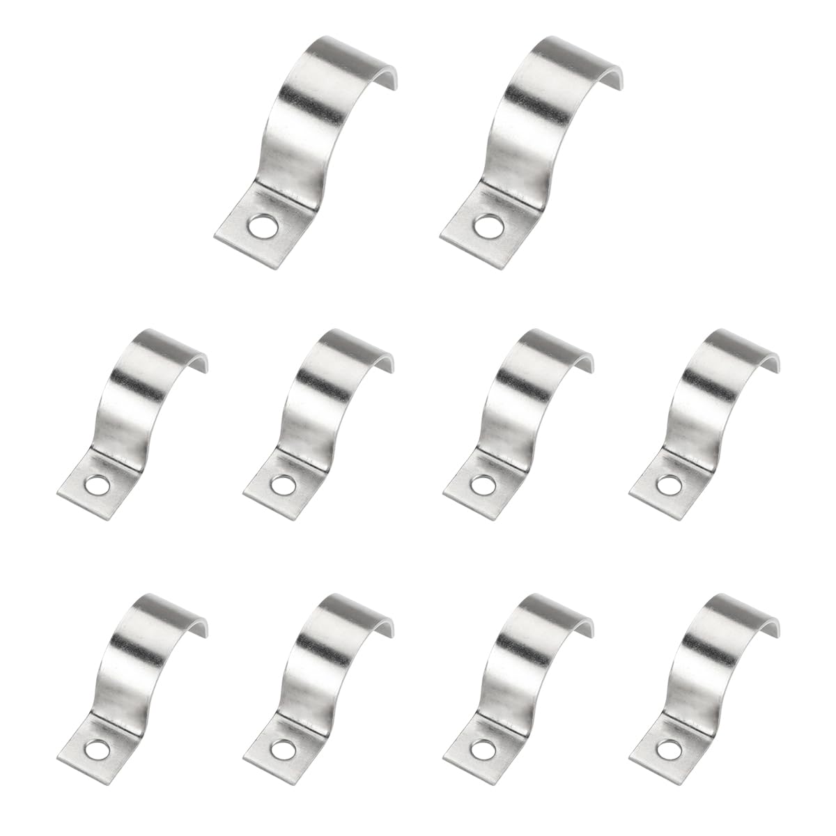 A Wide Range of Bulk Pipe Clamps, 10Pcs Rigid Pipe Strap Clamp M-Type U Shape 304 Stainless Steel with 1 Hole(108)