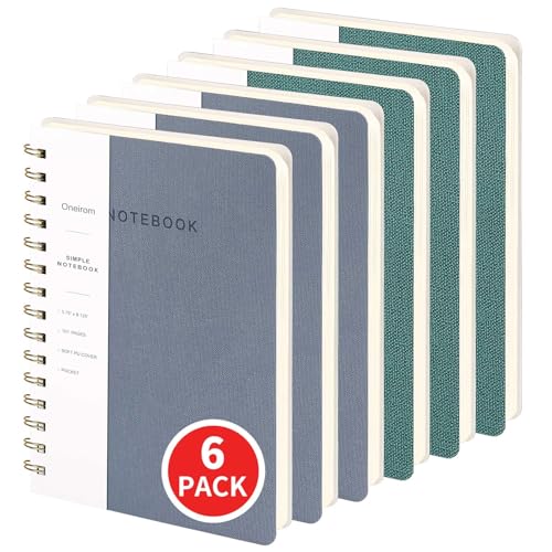 Image of Spiral Notebook-5.75 inch x 8.125 inch College Ruled Journal with Inner Pockets and 160 Pages,PU Leather Cover Business Journal, Twin-Wire Binding Notebook Perfect for Office & Home School Supplies 6 pack Reefblue /Green