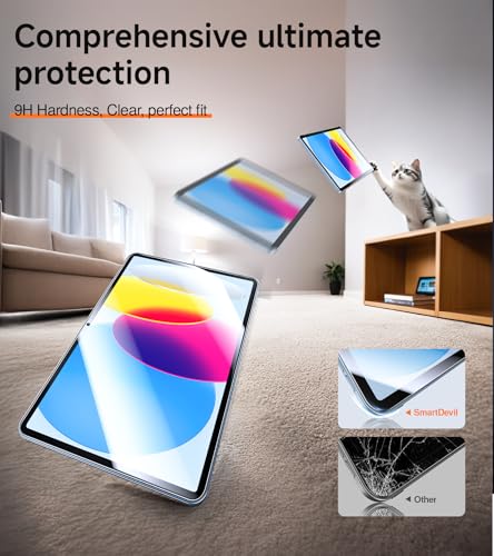 Image of SMARTDEVIL 2 Pack Screen Protector for iPad A16 11th /10th Generation (11 /10.9 Inch, 2025 /2022) with Easy-Install Tray[Military Grade Shatterproof] 9H+ Hardness Tempered Glass, Dust & Bubble Free