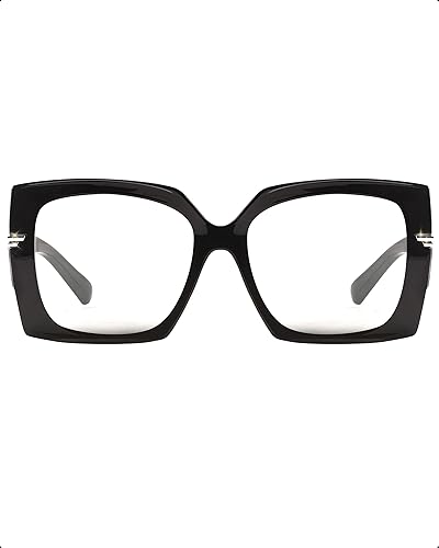 LVIOE Lentes de bloqueo de luz azul para mujer, anteojos cuadrados transparentes de gran tamaño para usar sobre anteojos LB7519