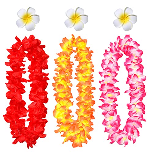 6 Pcs Hawaiian Leis Plumeria Hair Clips Luau Tropical Flower Leis Barrettes Headpiece Women Floral Necklace Wreath Hair Pins Hairpins Hairclips Summer Beach Wedding Birthday Party Decoration Supplies #TOP9