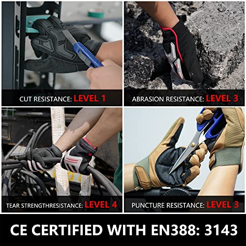 Fatina Mechanic Impact Gloves, Tpr & Eva Anti-Shock Protection, Elastic Cuff Wrist, Utility Safety Work Gloves(M-Brown) #TOP6