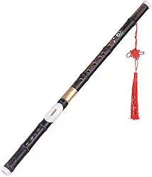 Flauta para iniciantes flauta de bambu preta bawu tubo de flauta transversal flauta destacável instrumento musical Ba Wu em chave G para amantes de música iniciantes como presente instrumento musical