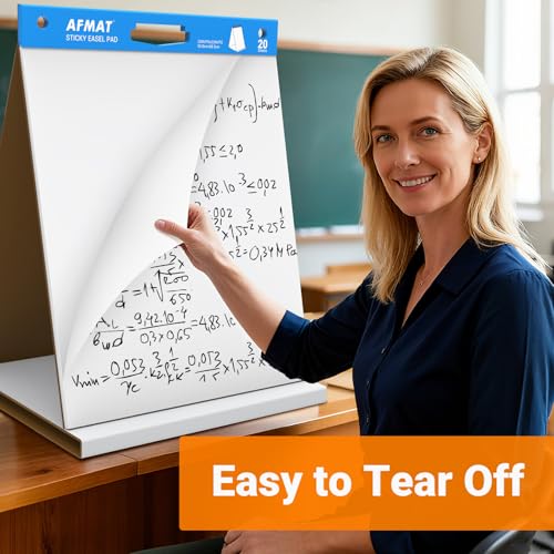 AFMAT Tabletop Sticky Easel Pad & Dry Erase Board 2 in 1, 20 x 23 in Portable Easel Stands for Teachers, Super Sticky & Bleed-Resistant, Ideal for Meetings/Training/Presentation, 20 Sheets/Pad, 8 Pads - Thumbnail 7