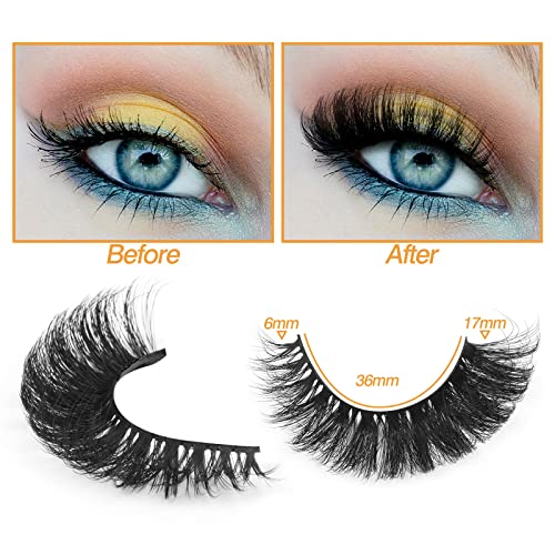 False Eyelashes Russian Strip Lashes Cat Eye Eyelashes Faux Mink Lashes Fox Eye Fluffy Dramatic Fake Lashes Look Like Extension Eyelashes Long Strip Wispy Lashes14 Pairs #TOP1