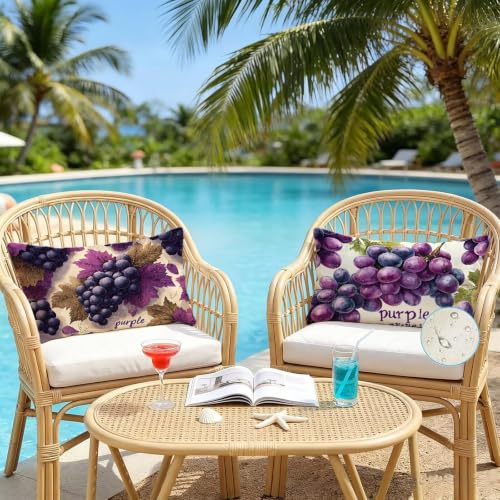 Housse coussin 40x60 cm lot de 2 violet imperméable en lin - 4
